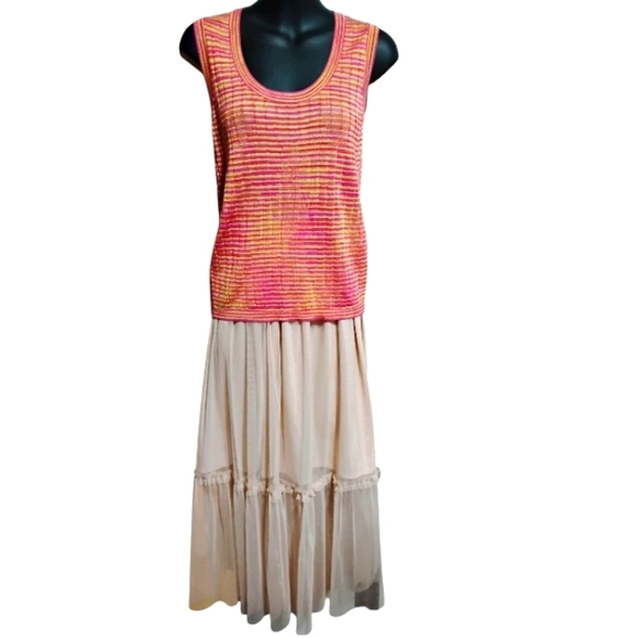 Missoni | Valentino S.P.A | Luxury High End Vibrant Pink And Gold Space Dye Top - Picture 1 of 14